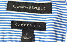Load image into Gallery viewer, Banana Republic Mens Blue White Cotton Camden Fit Short Sleeve Button-Up Shirt S