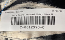 Load image into Gallery viewer, Zara Mens Blue Printed Short Sleeve Button-Up Shirt Size Medium