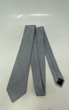 Load image into Gallery viewer, Givenchy Mens Gray Striped Print Silk Adjustable Formal Pointed Tie
