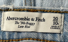 Load image into Gallery viewer, Abercrombie & Fitch Womens Blue The 90's Baggy Straight Jeans Pants Size 30/10 R