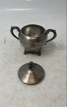 Load image into Gallery viewer, Wm. A. Rogers Silver-Tone Engraved Scroll Handle Footed Sugar Bowl With Lid