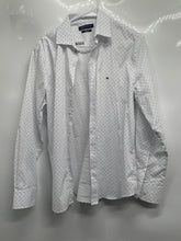 Load image into Gallery viewer, Tommy Hilfiger Mens White Printed Cotton Long Sleeve Slim Fit Dress Shirt Size M