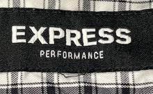 Load image into Gallery viewer, Express Mens Black White Plaid Long Sleeve Stretch Button-Up Shirt Size Medium