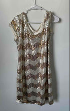 Load image into Gallery viewer, White House Black Market Womens Gold Silver Printed Sequin Mini Dress Size L