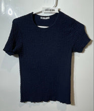 Load image into Gallery viewer, Zara Womens Blue Short Sleeve Crew Neck Stretch Pullover Blouse Top Size S
