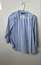Load image into Gallery viewer, Lauren Ralph Lauren Mens Blue Gingham Stretch Non-Iron Button-Up Shirt Size S