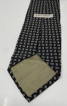 Load image into Gallery viewer, Giorgio Armani Mens Black Gray Geometric Keeper Loop Adjustable Pointed Tie