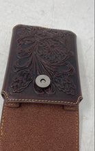Load image into Gallery viewer, Montana West Mens Brown Floral Engraved Leather Flap Over Phone Wallet