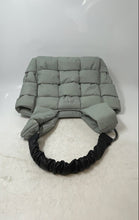 Load image into Gallery viewer, Longlai Womens Gray Black Double Handle Lined Quilted Puffer Tote Handbag
