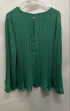 Load image into Gallery viewer, H&M Womens Green Long Flared Sleeve Round Neck Pleated Blouse Top Size XL
