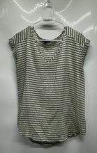 Load image into Gallery viewer, Express Womens Green White Striped Cap Sleeve V-Neck Pullover Blouse Top Size M