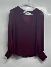 Load image into Gallery viewer, Express Womens Wine Color V-Neck Long Sleeve Pullover Blouse Top Size XS