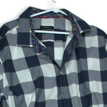 Load image into Gallery viewer, Bugatchi Mens Blue Gray White Check Long Sleeve Classic Fit Button-Up Shirt XL