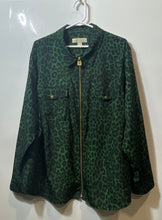 Load image into Gallery viewer, Michael Kors Womens Green Black Long Sleeve Full-Zip Shirt Size 3X