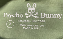 Load image into Gallery viewer, Psycho Bunny Unisex Green Pima Cotton Short Sleeve Logo Pullover T-Shirt Size 3