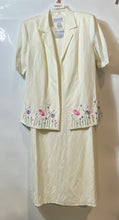 Load image into Gallery viewer, Jessica Howard Womens Ivory Embroidered Two-Piece Blazer & Dress Set Size 16