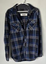 Load image into Gallery viewer, INC International Concepts Mens Blue Multi Plaid Snap Button-Up Shirt Size L