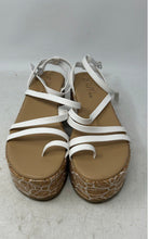 Load image into Gallery viewer, Wild Pair Womens Dottye White Brown Leather Wedge Heel Platform Sandals Size 8.5