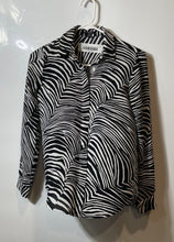 Load image into Gallery viewer, Ann Taylor Womens Black White Animal Print Button Front Blouse Top Size XXSP