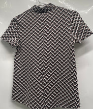 Load image into Gallery viewer, Zara Womens Multicolor Chevron Short Sleeve Mock Neck Blouse Top Size Small
