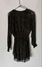Load image into Gallery viewer, Zara Womens Green And Black Abstract Print Long Sleeve Wrap Dress Size S