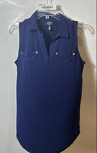 Load image into Gallery viewer, Jones New York Womens Blue Sleeveless Collared Pullover Tunic Blouse Top Size S