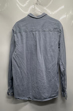 Load image into Gallery viewer, Zara Mens Blue Denim Light Wash Long Sleeve Collared Button-Up Shirt Size L