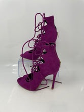 Load image into Gallery viewer, Aldo Womens Purple Peep Toe Lace-Up Stiletto Pump Heels Size 7 In Box