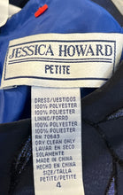 Load image into Gallery viewer, Jessica Howard Womens Blue Leaf Print Sleeveless Crew Neck Sheath Dress Size 4P