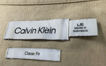 Load image into Gallery viewer, Calvin Klein Mens Beige Long Sleeve Collared Classic Fit Button-Up Shirt Size L