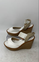 Load image into Gallery viewer, Piccadilly Cloud Womens White Brown Leather Wedge Heel Espadrille Sandals Size 6