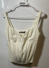Load image into Gallery viewer, Zara Womens Off White Sleeveless Split Neck Cropped Blouse Top Size XS