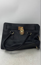 Load image into Gallery viewer, Michael Kors Womens Black Leather Bottom Studs Shoulder Strap Satchel Bag