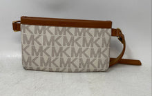 Load image into Gallery viewer, Michael Kors Womens Beige Brown Monogram Leather Trim Zipper Fanny Pack Belt Bag