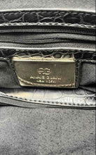 Load image into Gallery viewer, Anais Gvani Womens Black Crocodile Embossed Faux Leather Studded Shoulder Bag