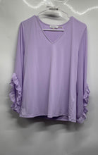 Load image into Gallery viewer, Calvin Klein Womens Purple Ruffle Sleeve V-Neck Blouse Top Size Small