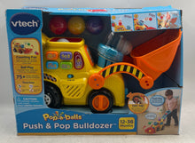 Load image into Gallery viewer, VTech Yellow Pop-A-Balls 75+ Songs Push Pop Bulldozer Toy 12-36 Months With Box