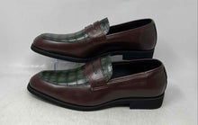 Load image into Gallery viewer, Unbranded Mens Green Brown Leather Slip-On Penny Loafer Shoes Size EUR 46