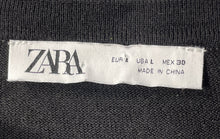 Load image into Gallery viewer, Zara Womens Black White Striped Long Sleeve Crew Neck Blouse Top Size Large