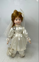 Load image into Gallery viewer, Decorative White Lace Dress Open Eyes Brown Hairs Fashion Porcelain Doll