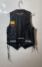 Load image into Gallery viewer, Biker's Club Womens Black Leather Side Laces Snap Up Motorcycle Vest Size Medium