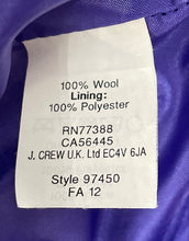 Load image into Gallery viewer, J.Crew Womens Purple Wool 3/4 Sleeve V-Neck Back-Zip Shift Dress Size 14