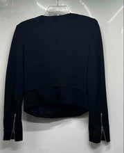 Load image into Gallery viewer, Armani Exchange Womens Black Collarless Asymmetrical-Zip Crepe Jacket Size M