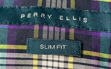 Load image into Gallery viewer, Perry Ellis Mens Multicolor Plaid Print Long Sleeve Slim Fit Button-Up Shirt XL