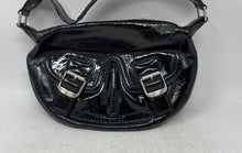 Load image into Gallery viewer, Michael Kors Womens Black Patent Faux Leather Buckle Outer Pocket Shoulder Purse