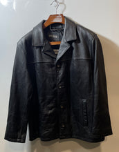 Load image into Gallery viewer, Guess Mens Black Long Sleeve Collared Pockets Button Front Leather Jacket Sz XL