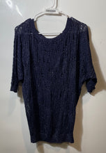 Load image into Gallery viewer, Express Womens Blue Semi Sheer Shimmer Dolman Sleeve Pullover Sweater Size Small