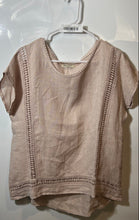 Load image into Gallery viewer, Alessia Pacini Womens Beige Short Sleeve Round Neck Pullover Blouse Top Size L