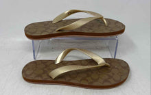 Load image into Gallery viewer, Coach Womens Zak FG3434 Beige Signature Print Slip-On Flip Flop Sandals Size 7B