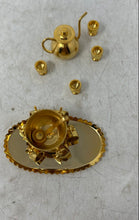Load image into Gallery viewer, Gold-Tone Engraved Home Decorative Collectible Cups Tray & Pot Miniature Tea Set